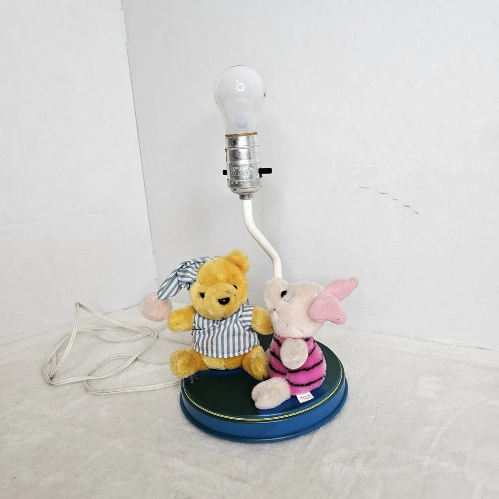VTG  Winnie the Pooh and Piglet Plush Night Light Disney Nursery Lamp